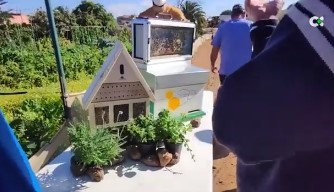 Casitas de madera y barro para las abejas de Agüimes