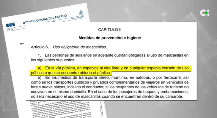 Canarias pide sentido común en la ley que obliga a usar mascarilla aun cuando se mantenga la distancia
