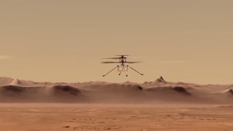 El helicóptero Ingenuity hace historia al volar por primera vez en otro planeta, Marte