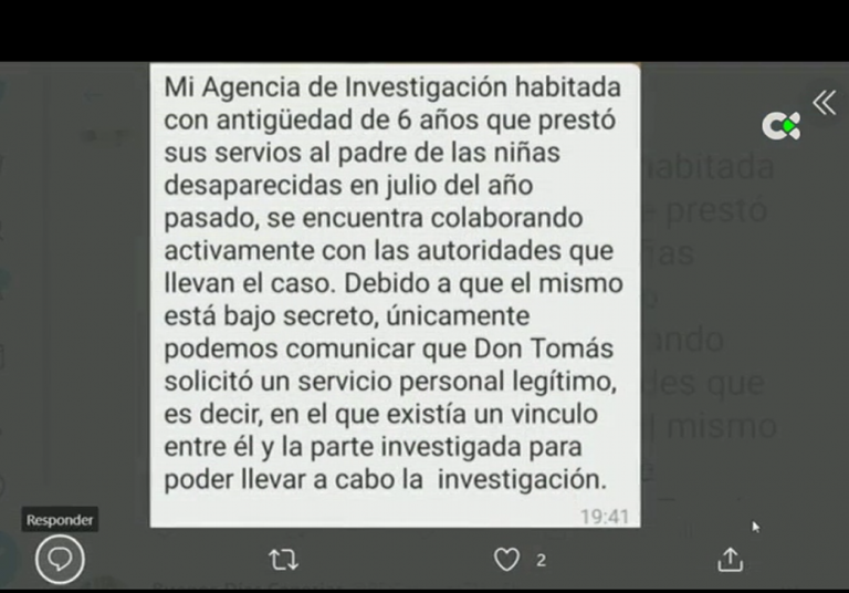 La agencia de detectives asegura que Tomás Gimeno contrató un servicio legítimo