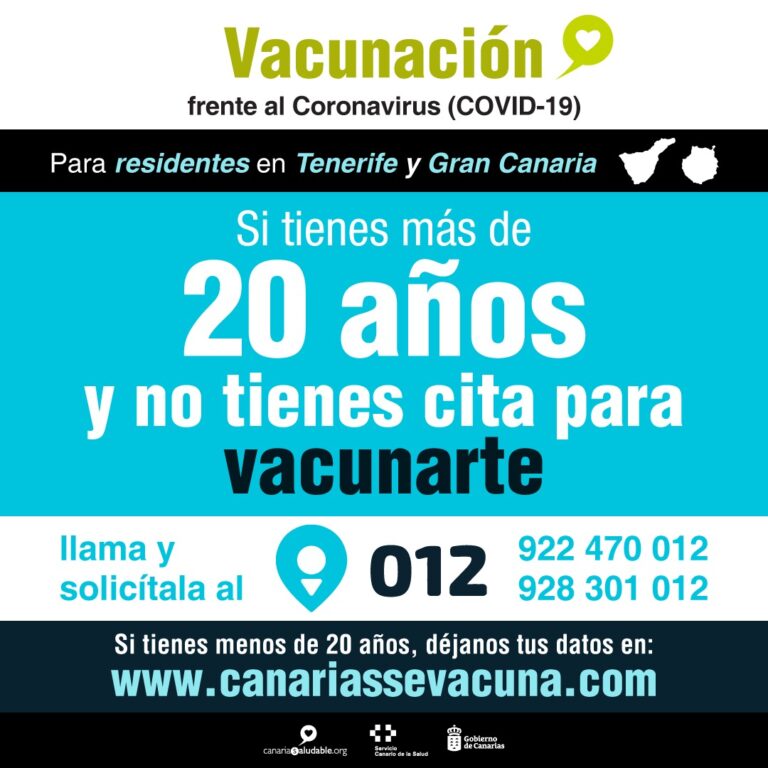 Los residentes en Gran Canaria y Tenerife mayores de 20 años pueden solicitar cita en el 012