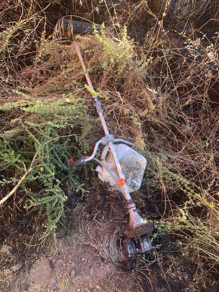 Las chispas de una maquinaria para desbrozar originaron el conato de este miércoles en Valleseco