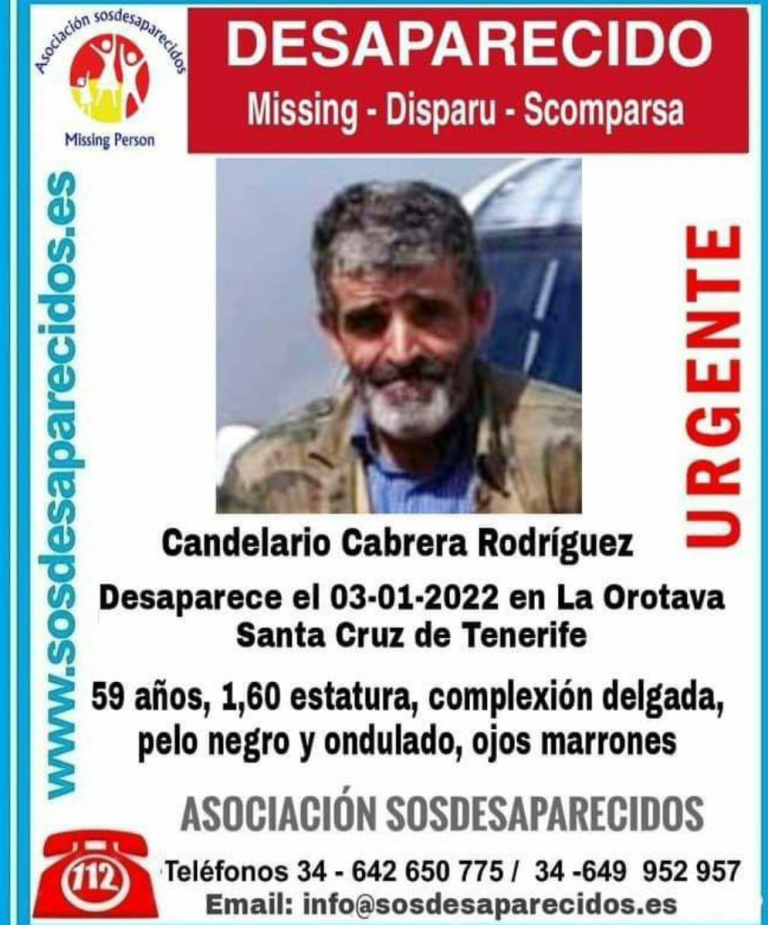 Buscan a Candelario Cabrera, desaparecido hace una semana en La Orotava