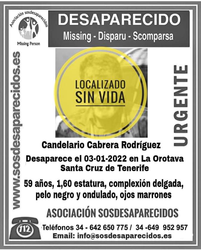 Localizan en La Orotava el cadáver de un hombre desaparecido el pasado 3 de enero 