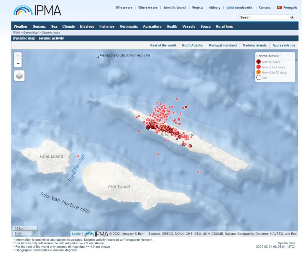 Estudian la evacuación de la isla de San Jorge, Azores, por terremotos