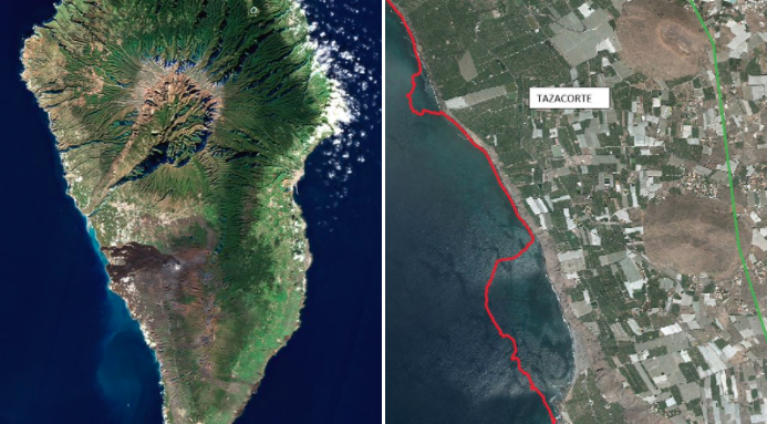 La superficie de Tazacorte aumenta 47 hectáreas tras la erupción
