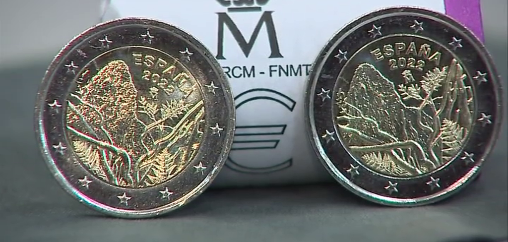 Un millón de monedas de dos euros llevan grabado el paisaje del Parque Nacional de Garajonay. Pueden conseguirse en cualquier sucursal de Banco de España