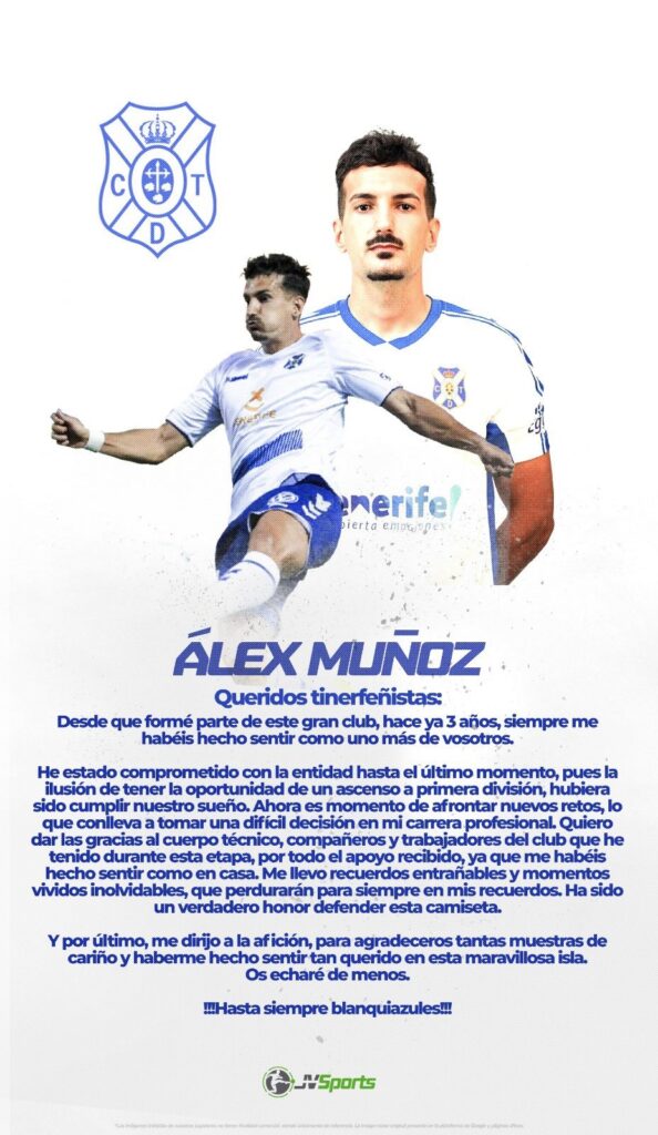 Alex Muñoz se despide de los aficionados: «Siempre os llevaré en el corazón»