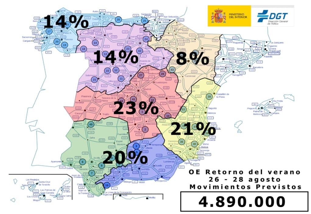 Comienza el fin de semana de retorno de vacaciones con 4,9 millones de viajes