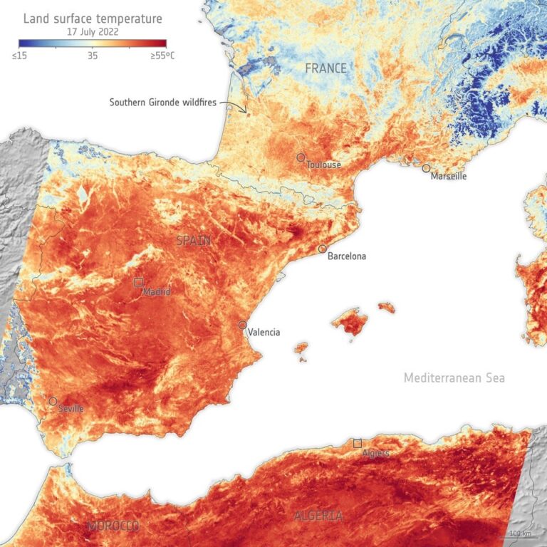 Hasta 55 grados captados por satélites en la superficie terrestre de Europa