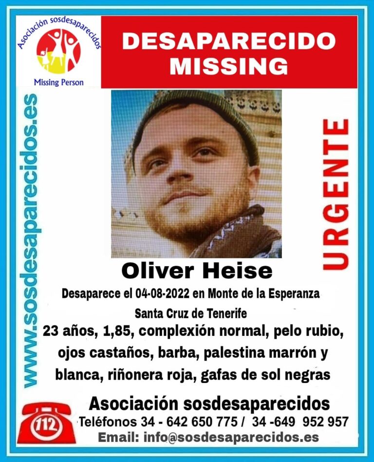 La policía pide colaboración para dar con el joven alemán desaparecido en Tenerife