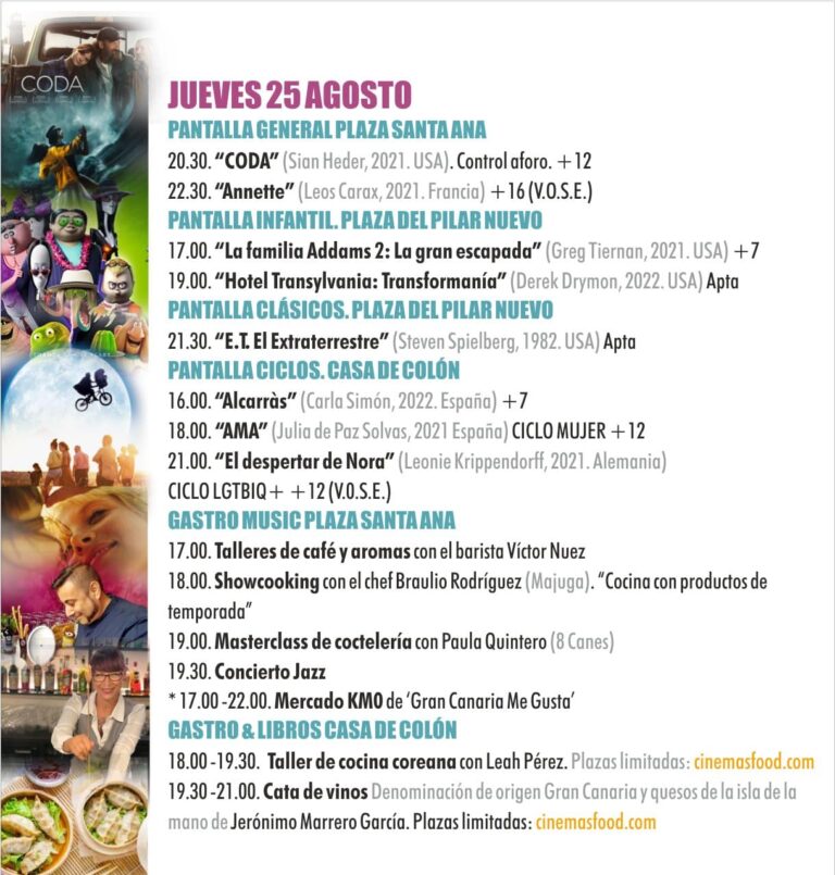 El CINE + FOOD 2022 regresa a Vegueta este jueves