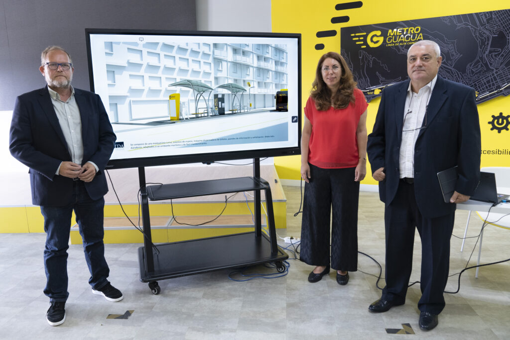 La MetroGuagua dispondrá de 36 paradas con un diseño singular y sostenible que proyectarán una imagen vanguardista del transporte público