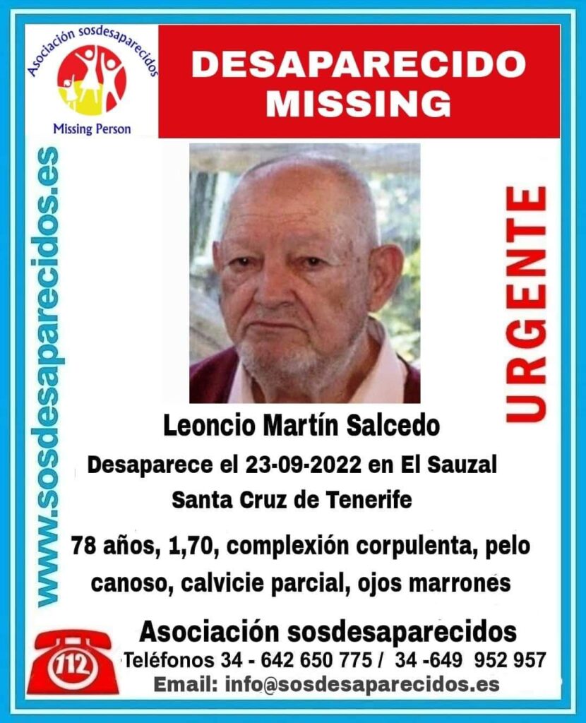 Buscan a Leoncio Martín, desaparecido en Tenerife 