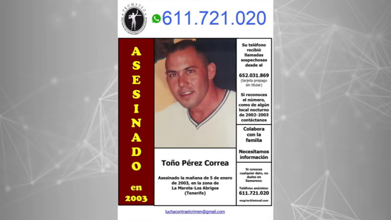 Reabren el caso del asesinato de Antonio Pérez Correa en el sur de Tenerife