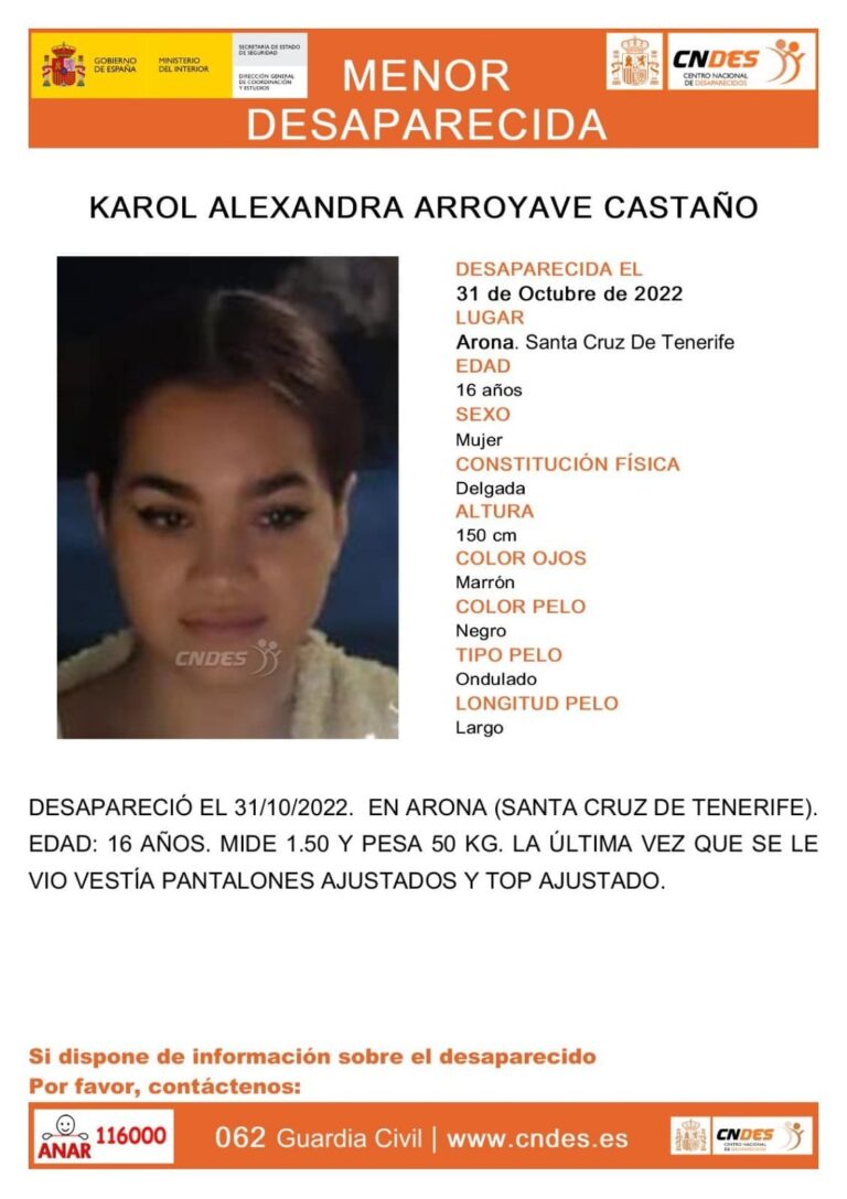 Denuncian la desaparición de una menor en Arona la noche del 31 de octubre