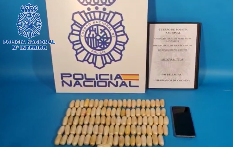 Detenido un hombre con un kilo de cocaína en su organismo en Lanzarote