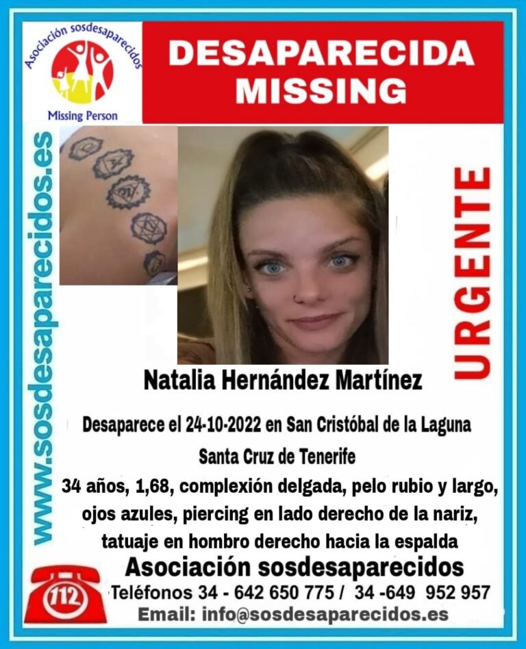 Activan una alerta de búsqueda tras la desaparición de Natalia H.M. en Tenerife