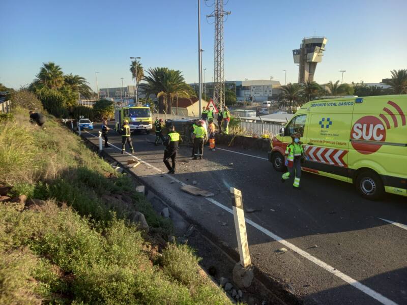 Grave tras volcar con su coche en Ingenio, Gran Canaria