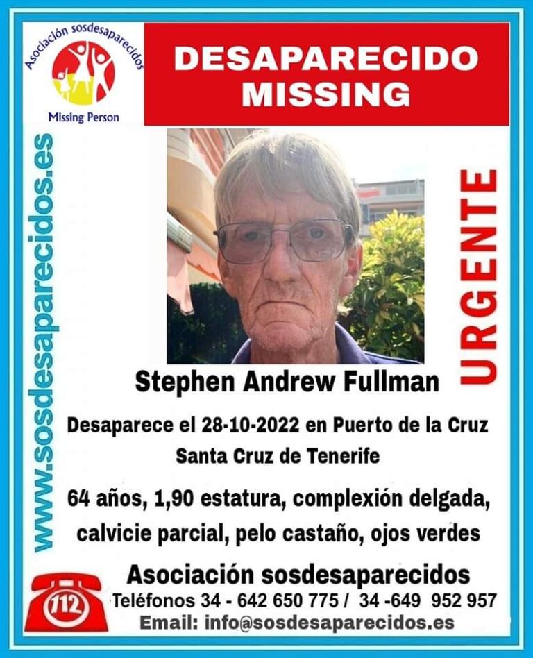 Se busca a Stephen Andrew Fullman, desaparecido en Tenerife