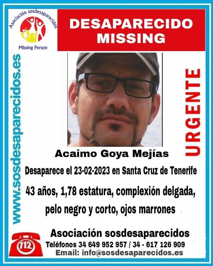 Localizan a Acaimo Goya, desaparecido en Santa Cruz de Tenerife