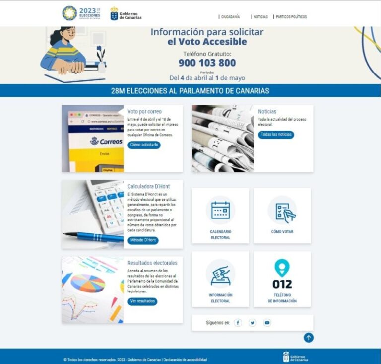 Canarias publica una web para las elecciones al Parlamento del 28 de mayo