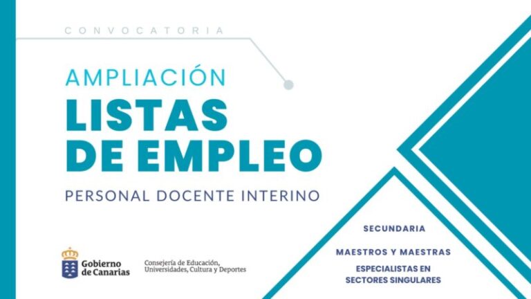 Canarias ampliará las listas de empleo para personal docente interino