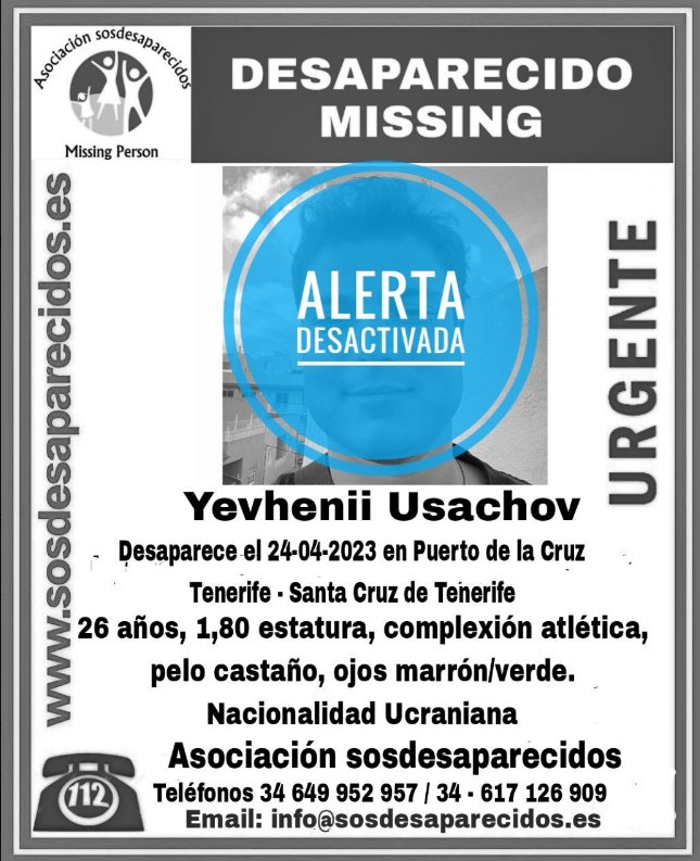 Localizan al joven ucraniano desaparecido desde el 24 de abril en Puerto de la Cruz