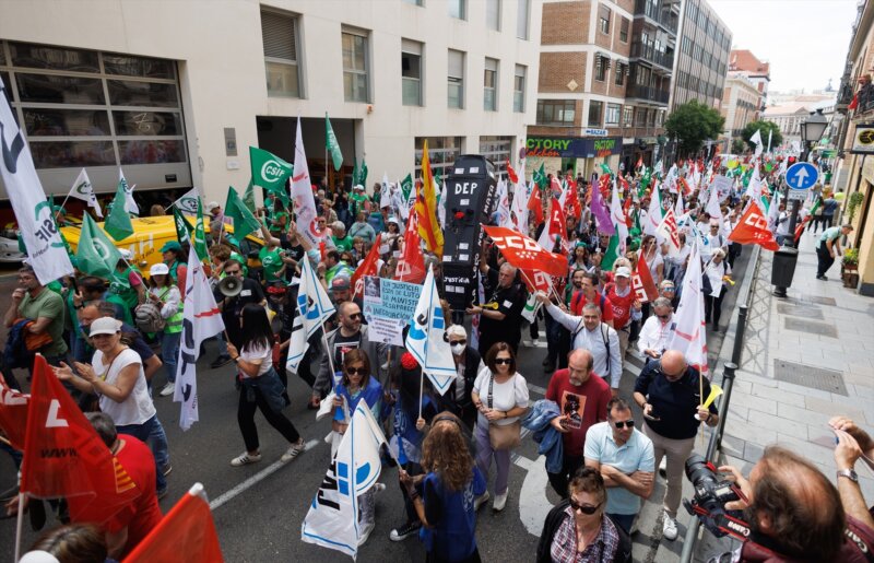 Funcionarios de la Administración de Justicia durante una marcha en mayo de 2023. EP