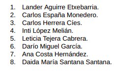 Lista completa de candidatos de Frente Obrero al Congreso de los Diputados por la provincia de Las Palmas