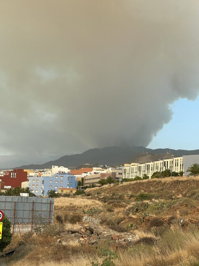 Vista del incendio desde Tíncer / Imagen de Charlie Marrero @XarlieM