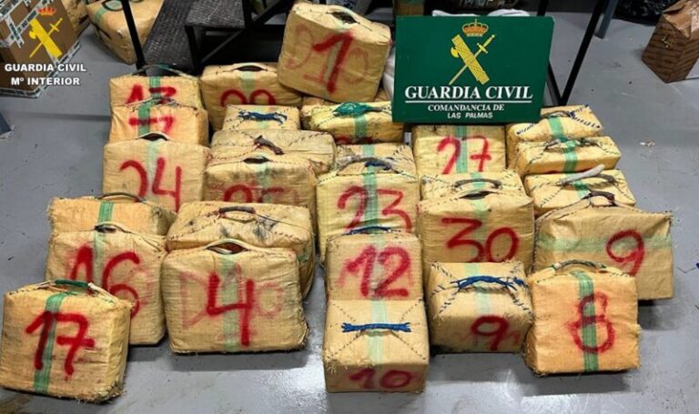 Dos detenidos y 800 kilos de hachís intervenidos en Gran Canaria