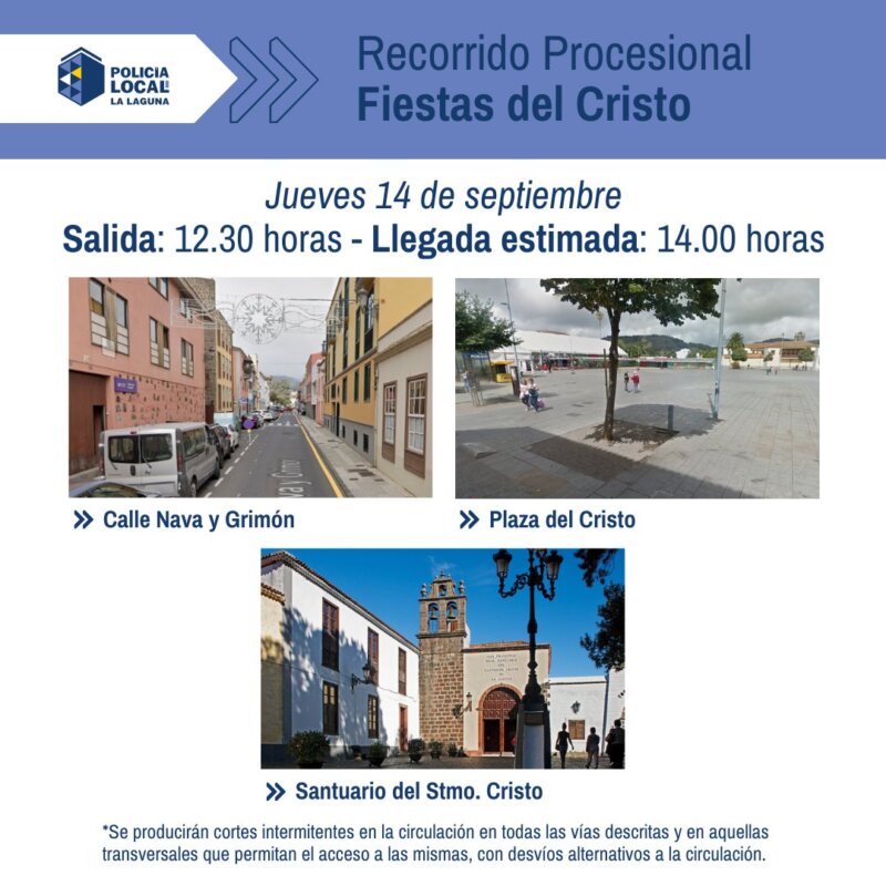 Cortes de calles durante la Procesión del Cristo de La Laguna 2023 