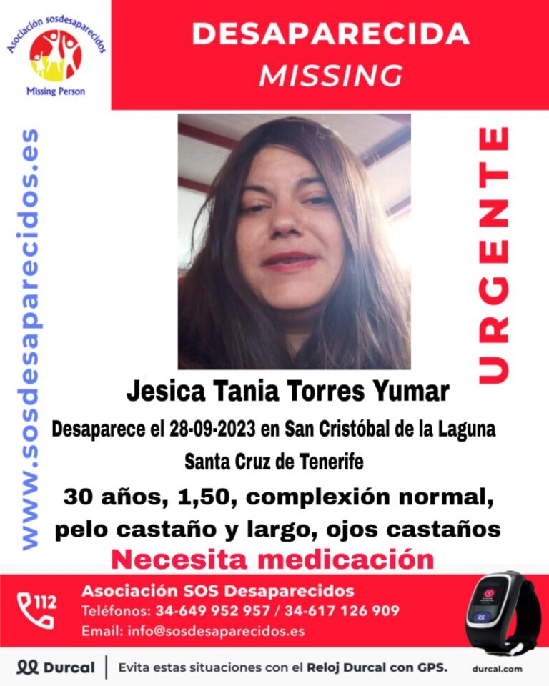 SOS Desaparecidos busca en Tenerife a Jesica Tania Torres Yumar