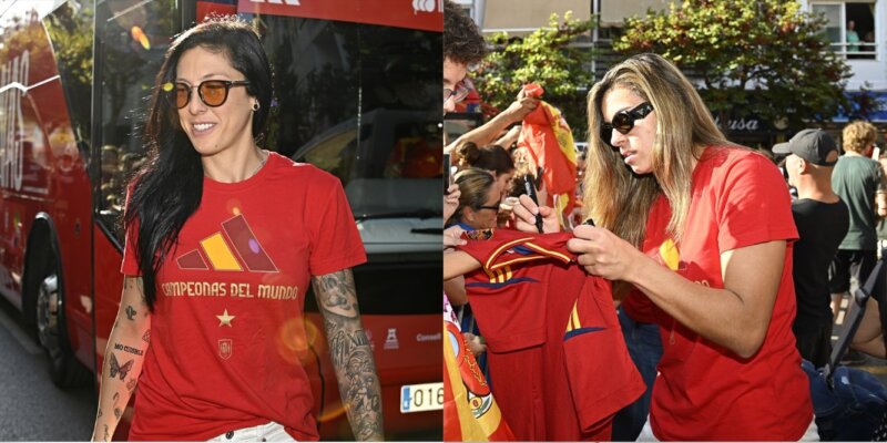 Jenni Hermoso y Misa Rodríguez durante la celebración del mundial