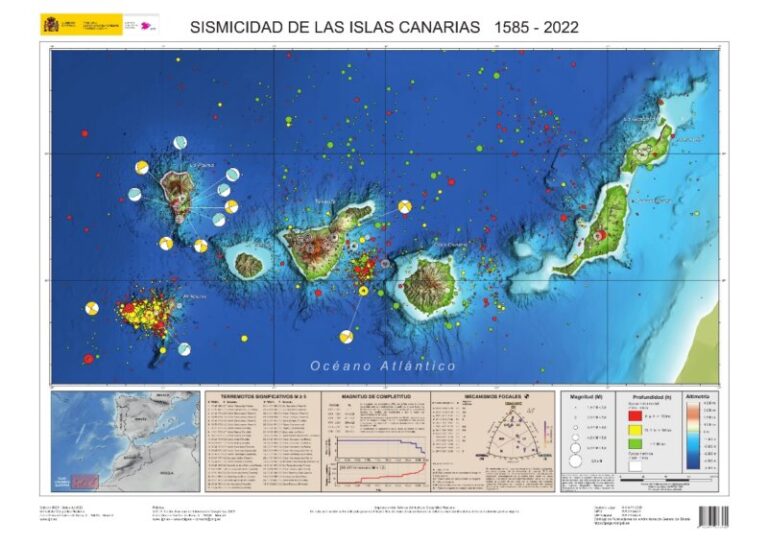 Publicado un nuevo mapa de sismicidad de Canarias entre 1585 y 2022