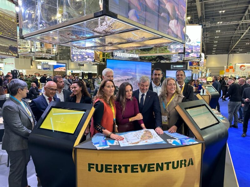 Stand de Fuerteventura en el espacio dedicado a Canarias en la World Travel Market en Londres / Cabildo de Fuerteventura