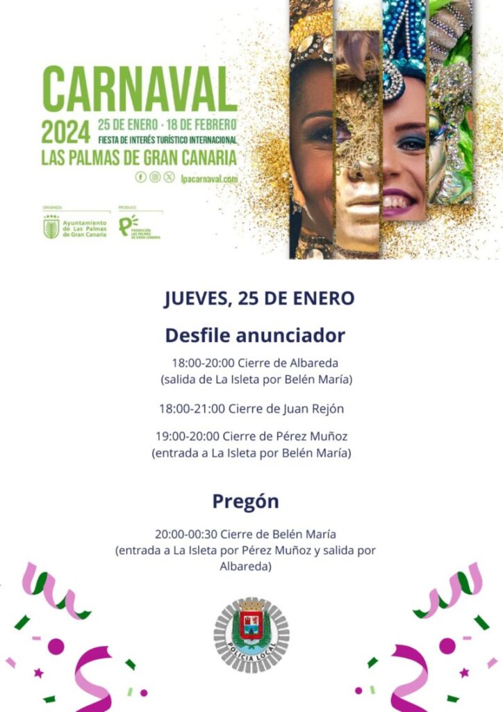 ¿Qué calles se verán afectadas por los cortes durante el Carnaval de Las Palmas de Gran Canaria?