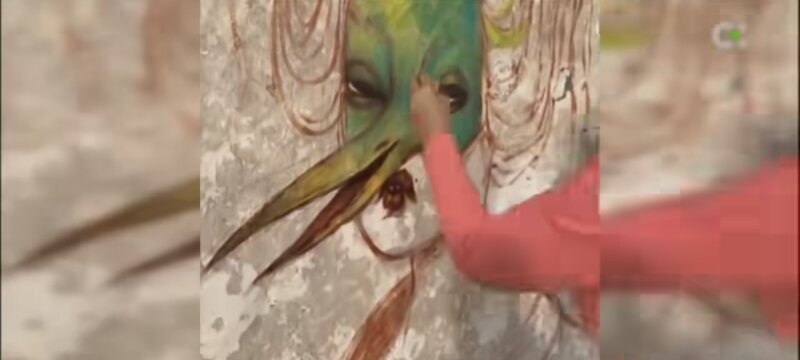 Detalle del mural realizado en la vivienda del siglo XVIII en Lanzarote / Fotograma vídeo RTVC