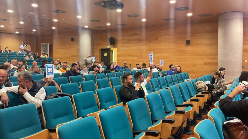 Momentos de la puja a mano alzada en la subasta de los puestos del carnaval de Santa Cruz de Tenerife / Cristina Falcón / RTVC