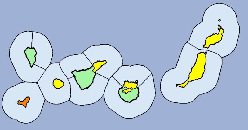 Avisos por viento de la Aemet para le miércoles. Gráfico Aemet Canarias