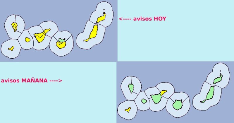 Avisos por viento. Gráfico Aemet Canarias