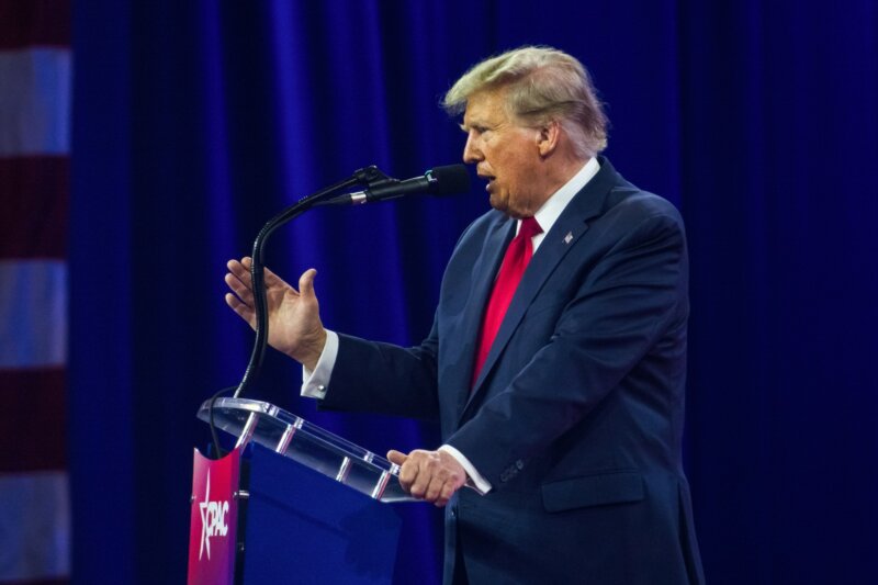 February 24, 2024, Washington Dc, District Of Columbia, USA: Former president Donald Trump gives a speech from CPAC in Washington DC Europa Press/Contacto/Laura Brett 24/2/2024