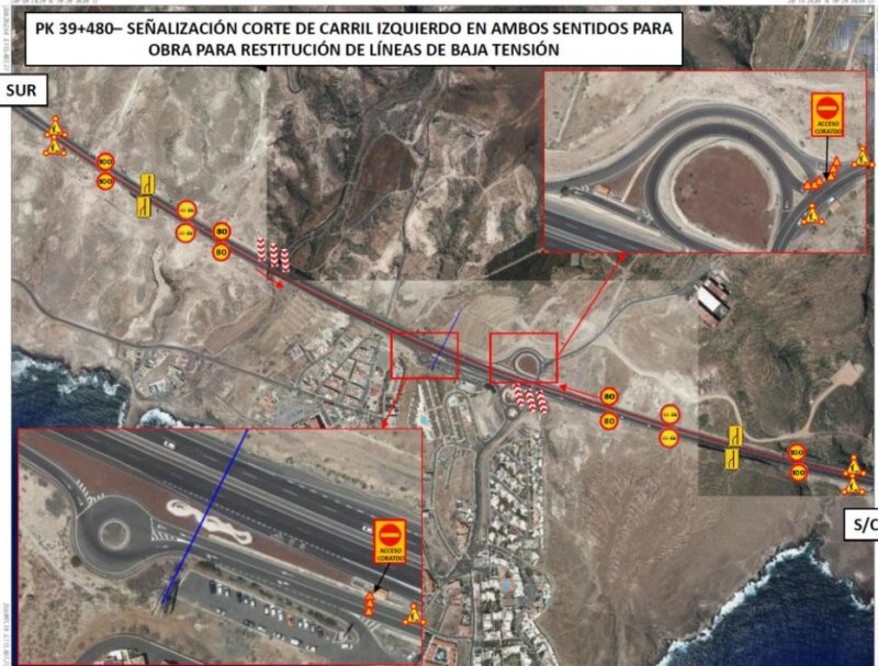 La TF-1 se modificará por obras en las líneas de media tensión