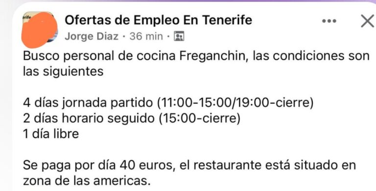 La surrealista oferta de empleo en Tenerife que indigna a las redes sociales