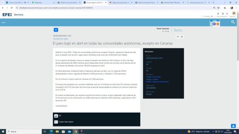 El desempleo baja en Canarias en abril