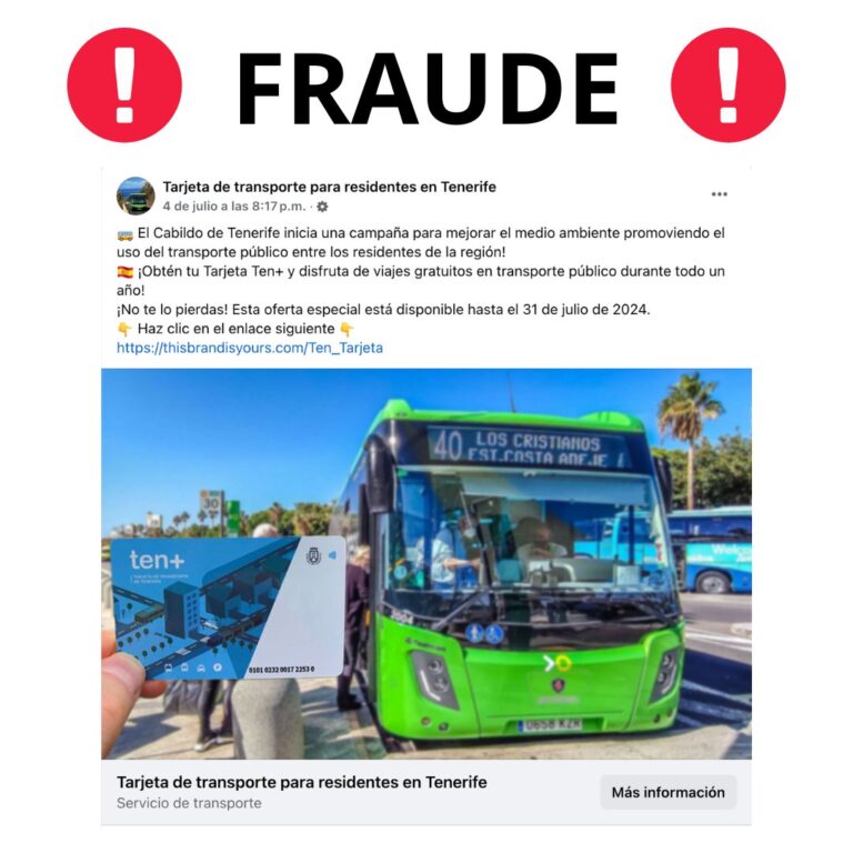 Alerta por una nueva estafa de supuestos viajes gratuitos en guaguas de Tenerife