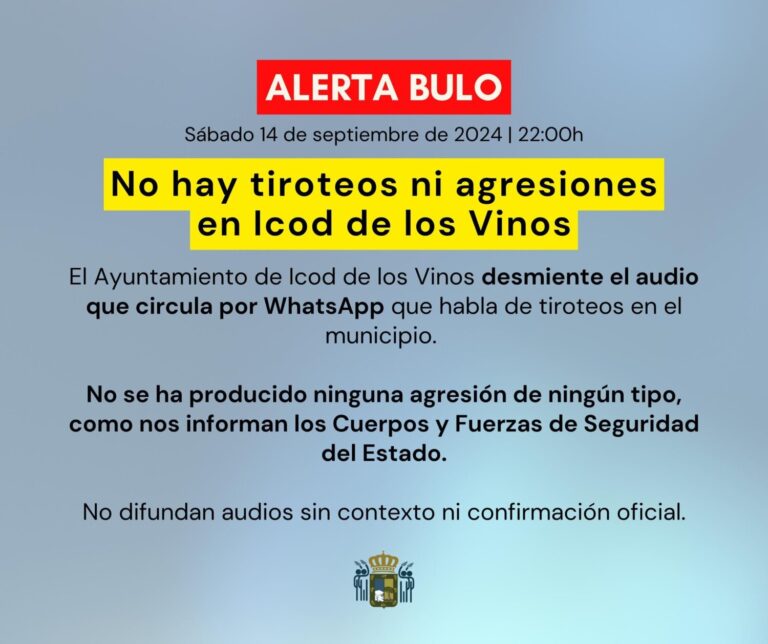 Desmentido un bulo sobre un tiroteo en Icod de los Vinos