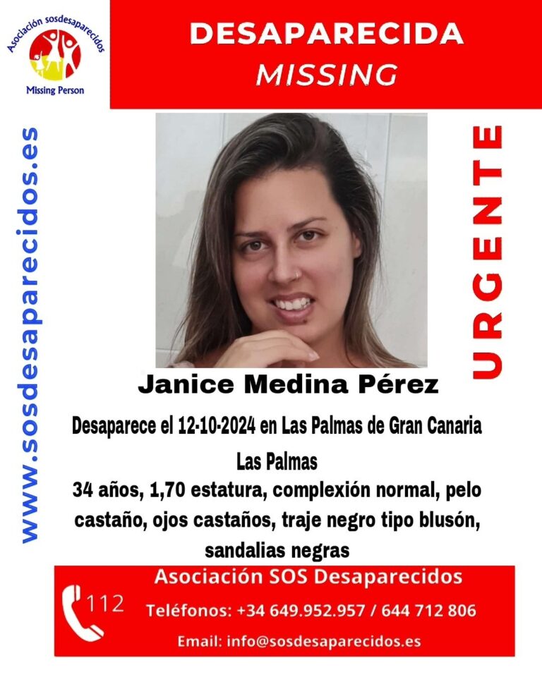 Buscan a Janice Medina Pérez, desaparecida en Gran Canaria