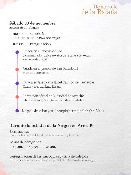 Programa de la Bajada de la Virgen de los Dolores 2024 sábado 30 de noviembre 